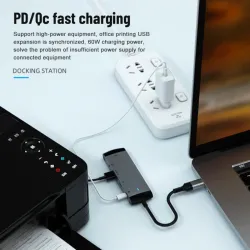 HUB 5 w 1 - typ-C - USB 2.0 / 3.0 - Jack 3,5mm - rozgałęźnik - adapterHuby