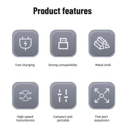 5 in 1 HUB - Type-C - USB 2.0 / 3.0 - 3.5mm jack - splitter - adapterHubs