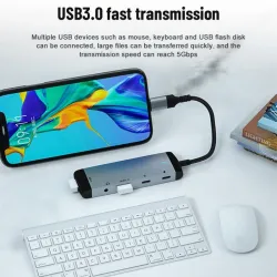 HUB 5 w 1 - typ-C - USB 2.0 / 3.0 - Jack 3,5mm - rozgałęźnik - adapterHuby