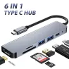 6 i 1 HUB - type-C - USB 3.0 - HDMI-kompatibel - splitter - adapter