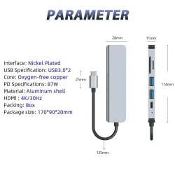 6 in 1 HUB - type-C - USB 3.0 - HDMI compatible - splitter - adapterHubs