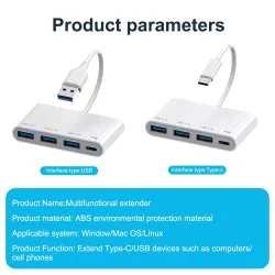 4-poorts HUB - type-C / USB - splitter - OTG-adapter - USB 3.0Hubs
