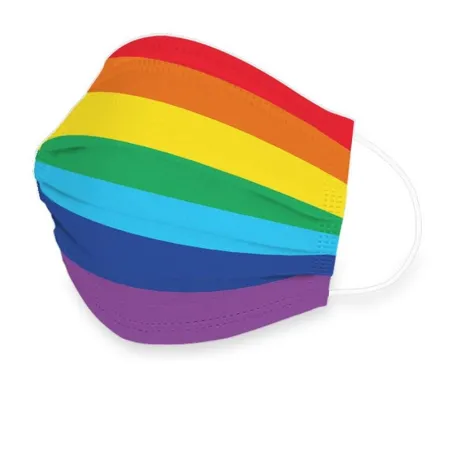 Masque de protection visage/bouche - antibactérien - jetable - motif arc-en-ciel - 10 pièces