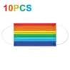 Masque de protection visage/bouche - antibactérien - jetable - motif arc-en-ciel - 10 pièces