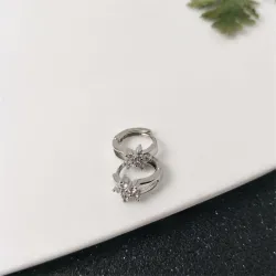 Flocon de cristal - petites boucles d'oreilles rondes en argent