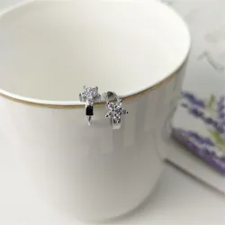 Flocon de cristal - petites boucles d'oreilles rondes en argent
