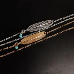 Vintage anklet - with leaf / turquoise beadAnklets