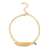 Vintage anklet - with leaf / turquoise beadAnklets