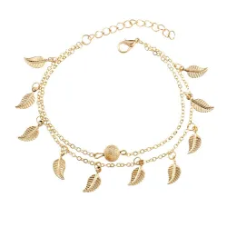 Tornozeleira vintage com borlas de folhas