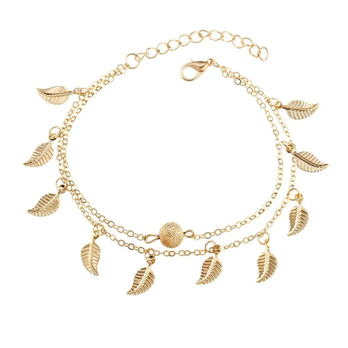 Tornozeleira vintage com borlas de folhas
