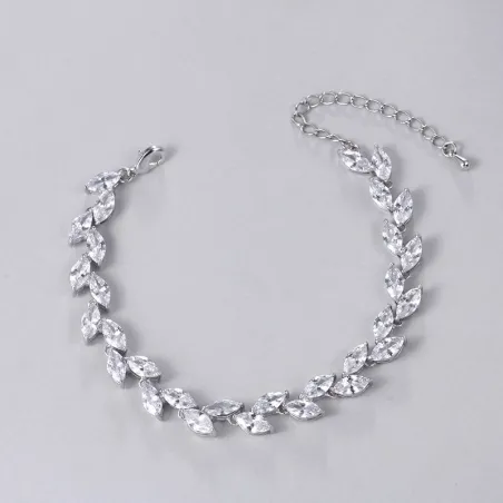 Bracelet en argent feuilles de cristal
