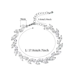 Bracelet en argent feuilles de cristal