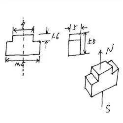 N50 - magnete al neodimio - forte blocco a forma di T - 10,5 mm * 5 mm * 5,8 mm
