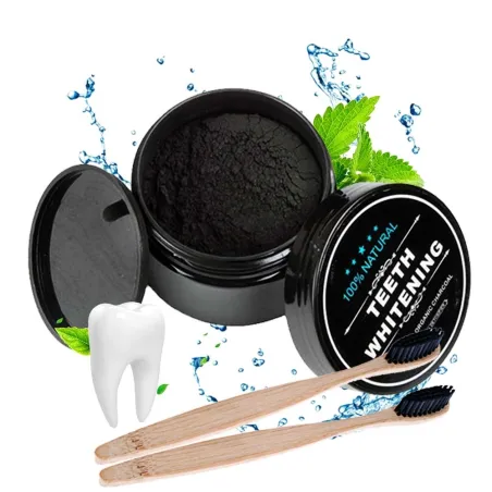 Carvão ativado natural para clarear os dentes - pó / escova de dentes