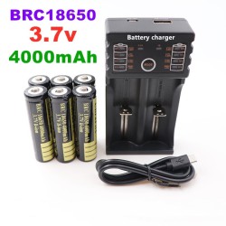 Bateria Li-on 18650 original - 3,7 V - 4000mAh - recarregável - carregador USB