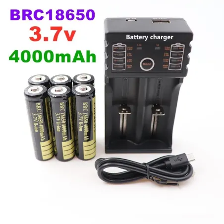Originele 18650 Li-on accu - 3,7 V - 4000mAh - oplaadbaar - USB laderBatterijen