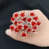 Épingles à cheveux argentées - rose rouge / cristaux - 20 pièces