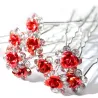 Forcine per capelli in argento - rose colorate / cristalli - 20 pezzi