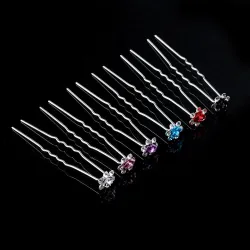 Silver hair pins - colorful roses / crystals - 20 piecesHair clips