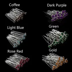 Silver hair pins - colorful roses / crystals - 20 piecesHair clips