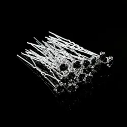 Silver hair pins - colorful roses / crystals - 20 piecesHair clips