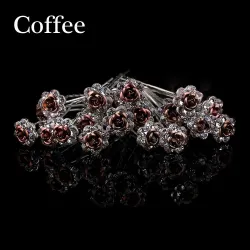 Silver hair pins - colorful roses / crystals - 20 piecesHair clips