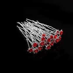 Pinzas de cabelloHorquillas de plata - rosas / cristales de colores - 20 piezas