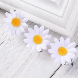 Decorative hair clips - white daisies - 10 piecesHair clips