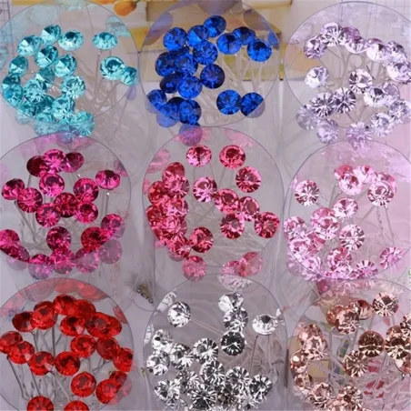 Forcine per capelli in argento - con cristalli - 10 pezzi