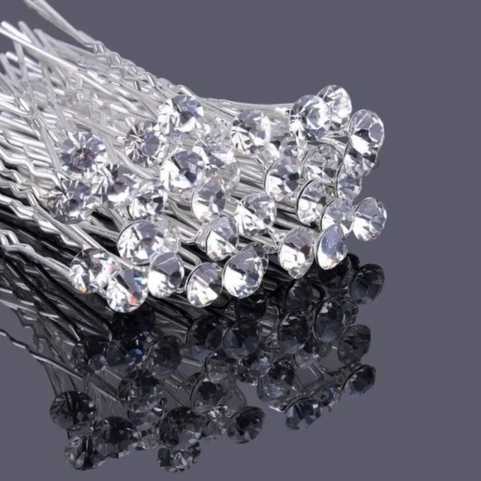 Forcine per capelli in argento - con cristalli - 10 pezzi