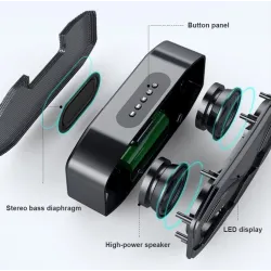Bluetooth-kaiutin - tehokas basso - FM-radio - TF-kortti - LED - näytöllä