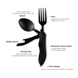 4 in 1 multifunction foldable cutlery - fork - spoon - knife - bottle openerSurvival tools