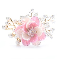 Kryształowy kwiatek z perełkami - broszkaBroszki
