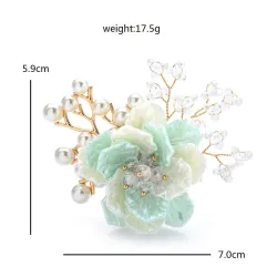 Flor de cristal com pérolas - broche