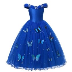 Prinsesse sommerfugle blå kjole - pige kostume