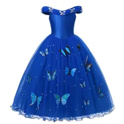 Robe princesse papillons bleue - déguisement fille
