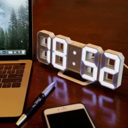 Modern 3D wall clock - LED - digital alarm clock - with lightClocks