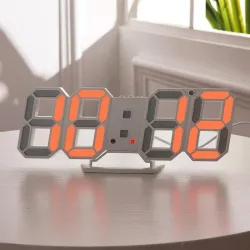 Moderne 3D vægur - LED - digitalt vækkeur - med lys