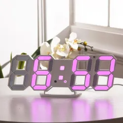 Moderno relógio de parede 3D - LED - despertador digital - com luz