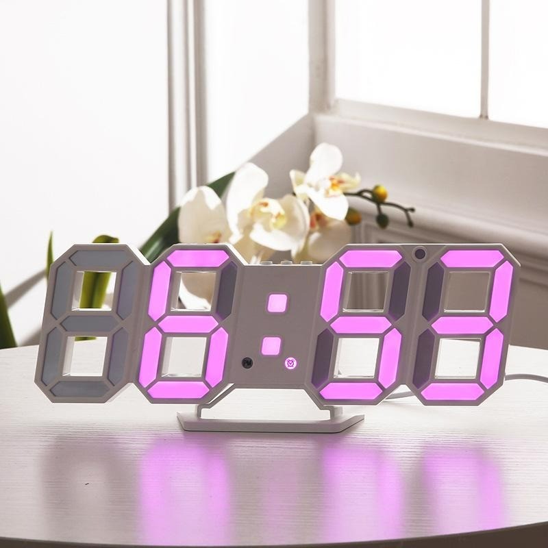 Horloge murale 3D moderne - LED - réveil numérique - avec lumière