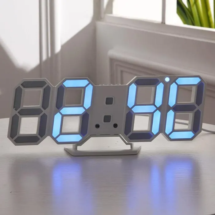 Modern 3D wall clock - LED - digital alarm clock - with lightClocks