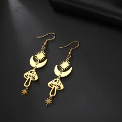 AretesPendientes largos de moda - hongo / estrellas / luna