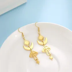 AretesPendientes largos de moda - hongo / estrellas / luna