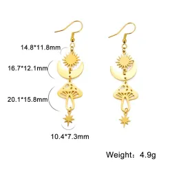 Trendy long earrings - mushroom / stars / moonEarrings