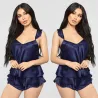 LenceríaPijama sexy satinado - shorts - top sin mangas - conjunto