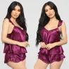 LenceríaPijama sexy satinado - shorts - top sin mangas - conjunto