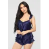 LenceríaPijama sexy satinado - shorts - top sin mangas - conjunto