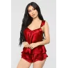 Sexy sateng pyjamas - shorts - ermeløs topp - sett