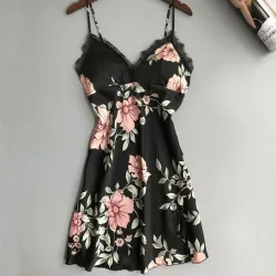 Sexy camicia da notte floreale - mini abito