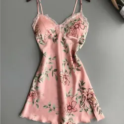 Sexet blomstret nattøjsskjorte - minikjole